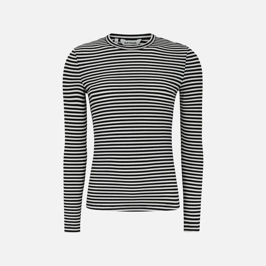 SRFenja Stripe O-Neck Top fra Soft Rebels i sort/hvid